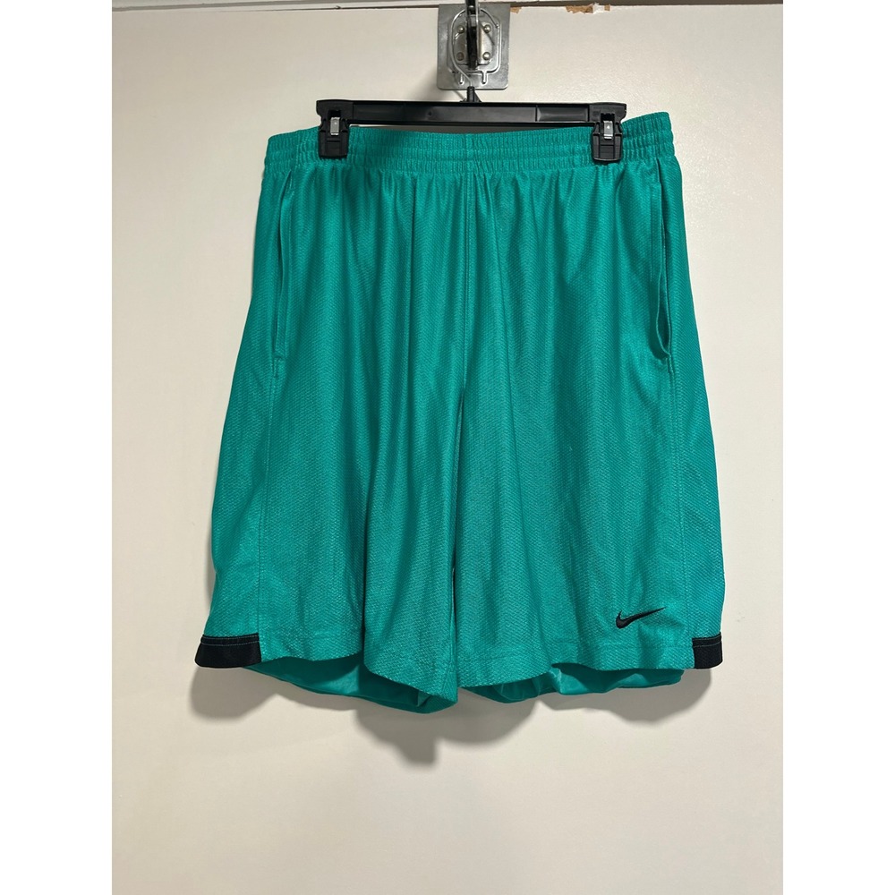 Nike Athletic Colorful Satin Basketball Shorts SzXL Teal Green Swoosh activewear